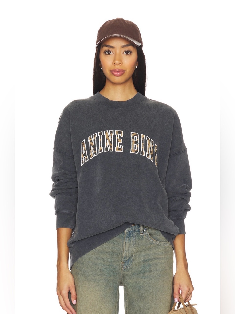 Anine Bing- MILES SWEATSHIRT LEOPARD- washed black